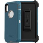 OtterBox Defender Carrying Case (Holster) Apple iPhone XS, iPhone X Smartphone - Big Sur Blue - Drop Resistant, Dust Resistant Port, Dirt Resistant Port, Lint Resistant Port - Belt Clip