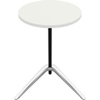 Lorell Guest Area Round Top Accent Table - White Round Top - Polished Aluminum Base - 15.8" Table Top Length x 15.8" Table Top Width - 24.6" Height