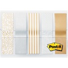 Post-itÂ® Printed Flags - 100 x Assorted Metallic - 0.50" x 1.75" - 20 Sheets per Pad - Gold, Silver - Sticky, Removable, Writable, Self-adhesive - 100 / Pack