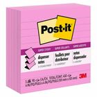 Post-it® Super Sticky Pop-up Lined Note Refills - 4" x 4" - Square - 90 Sheets per Pad - Pink - Sticky - 5 / Pack