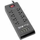 Tripp Lite Surge Protector Power Strip 8-Outlets 4 USB Ports 6ft Cord Black - 8 x NEMA 5-15R, 4 x USB - 1875 VA - 1800 J - 120 V AC Input - 8 x NEMA 5-15R, 4 x USB - 1.88 kVA - 1800 J - 120 V AC Input