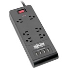 Tripp Lite Surge Protector Power Strip 6-Outlets 4 USB Ports 6ft Cord Black - 6 x NEMA 5-15R, 4 x USB - 1875 VA - 900 J - 120 V AC Input - 6 x NEMA 5-15R, 4 x USB - 1.88 kVA - 900 J - 120 V AC Input