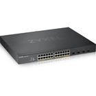 ZYXEL 24-port GbE Smart Managed PoE Switch with 4 SFP+ Uplink - 24 Ports - Manageable - 2 Layer Supported - Modular - Twisted Pair, Optical Fiber - Rack-mountable - Lifetime Limited Warranty