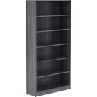 Lorell Weathered Charcoal Laminate Bookcase - 72" Height x 36" Width x 12" Depth - Thermally Fused Laminate - 1Each