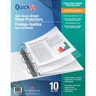 QuickFit Ultra Heavy Weight Sheet Protectors - 8.5" Width x 11" Length - For Letter 8 1/2" x 11" Sheet - 3 x Holes - Rectangular - Clear - Polypropylene - 10 / Pack