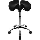Evolution Chair Split Seat Saddle Stool - 5-star Base - Black, Silver - 19" Width x 9" Depth x 20" Height - 1 Each