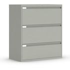 Global 9300 Series Full Pull Lateral File - 3-Drawer - 18" x 36" x 40.5" - 3 x Drawer(s) for File - Letter, Legal, A4 - Lateral - Pull Handle, Durable, Hanging Bar, Interlocking, Anti-tip, Leveling Glide, Lockable, Ball-bearing Suspension, Welded - Gray