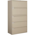 Global 9300 Series Full Pull Lateral File - 5-Drawer - 18" x 36" x 65.3" - 5 x Drawer(s) for File - Letter, Legal, A4 - Lateral - Pull Handle, Durable, Hanging Bar, Interlocking, Anti-tip, Leveling Glide, Lockable, Ball-bearing Suspension, Welded - Nevada