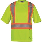 Viking Journeyman Safety T-Shirt X-Large Lime Green - Recommended for: Construction, Warehouse, Flagger - Chest Pocket, High Visibility, Breathable, Reflective, Hook & Loop, Cell Phone Pocket, Pen Slot - Extra Large Size - Polyester, Mesh - Lime Green - 1 Each