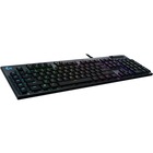 Logitech G815 LIGHTSYNC RGB Mechanical Gaming Keyboard with Low Profile GL Clicky key switch, 5 programmable G-keys,USB Passthrough, dedicated media control - Cable Connectivity - USB Interface Volume Control, Play/Pause, Skip, Mute, G-Key Hot Key(s) - Rugged - English - PC, Windows, Mac OS - Mechanical Keyswitch - Black