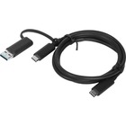 Lenovo Hybrid USB-C With USB-A Cable - 3.3 ft USB Data Transfer Cable for Notebook - First End: 1 x USB Type C - Male - Second End: 1 x USB Type C - Male, 1 x USB 3.0 Type A - Male - 10 Gbit/s - Black