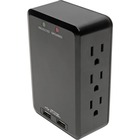 Tripp Lite Protect It! TLP6SLUSBB Surge Suppressor/Protector - 6 x NEMA 5-15R, 2 x USB - 1.80 kVA - 1050 J - 120 V AC Input