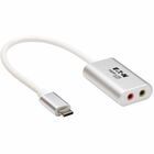 Tripp Lite by Eaton USB-C to 3.5 mm Stereo Audio Adapter - USB 2.0, Silver - 7.9" Mini-phone/USB Audio Cable for Audio Device, Tablet, PC, Notebook, MacBook, Chromebook, Ultrabook, Smartphone, Microphone, Headphone, Speaker, ... - First End: 1 x USB 2.0 Type C Thunderbolt 3 - Male - Second End: 2 x Mini-phone Stereo Audio - Female - 480 Mbit/s - Silver