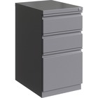Lorell 3-drawer Box/Box/File Mobile Pedestal File - 15" x 19.9" x 27.8" for Box, File - Letter - Vertical - Mobility, Ball-bearing Suspension, Removable Lock, Pull-out Drawer, Recessed Drawer, Casters, Key Lock - Silver - Powder Coated - Steel - Recycled