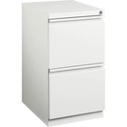 Lorell File/File Mobile Pedestal - 15" x 19.9" x 27.8" for File - Letter - Mobility, Ball-bearing Suspension, Removable Lock, Pull-out Drawer, Recessed Drawer, Casters, Key Lock - White - Steel - Recycled