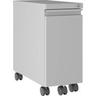 Lorell Slim Mobile Pedestal - 10" x 19.9" x 21.8" for File, Box - Letter, Legal - Mobility, Storage Space, Anti-tip, Hanging Rail, Lockable, Compact, Key Lock - Silver - Metal - Recycled