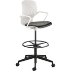 Safco Shell Extended-Height Chair - Black Vinyl Plastic Seat - White Plastic Back - 5-star Base - 29" Width x 29" Depth x 48" Height - 1 Each