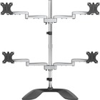 StarTech.com Quad Monitor Stand - Desktop VESA 4 Monitor Arm up to 32" Screens - Ergonomic Articulating Pole Mount - Adjustable - Silver - VESA 75x75/100x100mm desktop quad monitor stand (2x2) supports 4 displays up to 32in (17.6lb) per screen - Free-standing articulating monitor mount | tilt/swivel/360 rotation | Micro height adjustment - Easy assembly - Height adjustable - Stable base