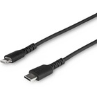 StarTech.com 3 foot/1m Durable Black USB-C to Lightning Cable, Rugged Heavy Duty Charging/Sync Cable for Apple iPhone/iPad MFi Certified - Kevlar aramid fiber shelters heavy duty lightning cable from stress of bends/twists - Black durable strong rugged US