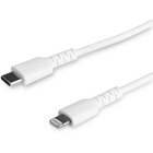 StarTech.com 3 foot/1m Durable White USB-C to Lightning Cable, Rugged Heavy Duty Charging/Sync Cable for Apple iPhone/iPad MFi Certified - Aramid fiber shelters heavy duty lightning cable from stress of bends/twists - White durable strong rugged USB-C to Lightning charger cable - Strain relief for 10000 bend cycles - Apple MFi certified charging cord for iPhone - USB 2.0 480 Mbps