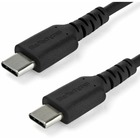 StarTech.com 1m USB C Charging Cable - Durable Fast Charge & Sync USB 2.0 Type C to C Charger Cord - TPE Jacket Aramid Fiber M/M 60W Black - Aramid fiber shelters durable USB C to USB C charger cable from stress of bends and pulls - Supports up to 3A & 60W for fast charging devices - Rugged USB 2.0 cord with extended strain relief withstands 10000 bend cycles at 180 degree angle