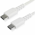 StarTech.com 1m USB C Charging Cable - Durable Fast Charge & Sync USB 2.0 Type C to C Charger Cord - TPE Jacket Aramid Fiber M/M 60W White - Aramid fiber shelters durable USB C to USB C charger cable from stress of bends and pulls - Supports up to 3A & 60W for fast charging devices - Rugged USB 2.0 cord with extended strain relief withstands 10000 bend cycles at 180 degree angle
