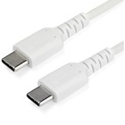StarTech.com 2m USB C Charging Cable - Durable Fast Charge & Sync USB 2.0 Type C to C Charger Cord - TPE Jacket Aramid Fiber M/M 60W White - Aramid fiber shelters durable USB C to USB C charger cable from stress of bends and pulls - Supports up to 3A & 60W for fast charging devices - Rugged USB 2.0 cord with extended strain relief withstands 10000 bend cycles at 180 degree angle