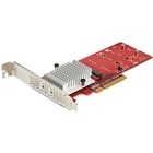 StarTech.com Dual M.2 PCIe SSD Adapter Card - x8 / x16 Dual NVMe or AHCI M.2 SSD to PCI Express 3.0 - M.2 NGFF PCIe (m-key) Compatible - Dual M.2 PCIe SSD adapter to install 2 PCI Express M-Key SSD (NVMe/AHCI) in computer - Use M.2 NGFF SSDs individually or w/ software RAID 0 1 SPAN JBOD. Compatible w/ Samsung 970 Evo / 950 Pro / SM951. Windows Linux macOS. Full & low-profile bracket.