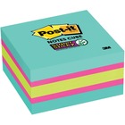 Post-it® Super Sticky Notes Cubes - 3" x 3" - Square - 360 Sheets per Pad - Pink, Bright Blue, Green, Aqua Wave, Fuchsia - Paper - Sticky, Recyclable, Removable, Adhesive - 1 / Pack