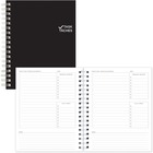 Blueline Twin-wire Undated Task Planner - 1 Day Single Page Layout - Twin Wire - Black - Paper - Laminated, Flexible Cover, Top Priorities Section, Telephone Section, Daily Schedule, Bilingual, Micro Perforated, Task List, Notes Area, Soft Cover, Project 