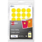 AveryÂ® Print or Write Color Coding Labels - Removable Adhesive - 3/4" Diameter - Round - Laser, Inkjet - Yellow - 24 / Sheet - 10 Total Sheets - 240 Total Label(s)
