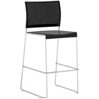 Safco Currant Bistro-Height Chrome Stack Chairs - 2/CT - Black Seat - Black Back - Powder Coated, Chrome Steel Frame - 17.8" Seat Width x 18.5" Seat Depth - 22.8" Width x 23.5" Depth x 44.5" Height - 2 / Carton