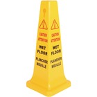 Globe Wet Floor Sign English/French - 17" (431.80 mm) Width x 33" (838.20 mm) Height - Rectangular Shape - Foldable, Durable - Plastic - Yellow