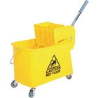 Globe 21 Qt Sidepress Bucket and Wringer Yellow - 19.87 L - Handle, Compact, Caster, Caution Sign - 26" (660.40 mm) x 11" (279.40 mm) - Yellow - 1 / Pack