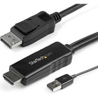 StarTech.com 6ft (2m) HDMI to DisplayPort Cable 4K 30Hz - Active HDMI 1.4 to DP 1.2 Adapter Cable with Audio - USB Powered Video Converter - HDMI 1.4 to DisplayPort 1.2 active adapter cable with 4K 30Hz video/HDCP 1.4/Audio - Converter cable minimizes sig