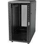 StarTech.com 18U 19" Server Rack Cabinet - 4 Post Adjustable Depth (6-32") Locking Knock Down Enclosure - Mobile w/Glass Door & Casters - 18U 4 post server rack cabinet enclosure EIA/ECA 310-E - IT/Data rack w/adjustable mounting depth 6-32in. - 1768 lb load capacity, 39 in. tall - Removable locking sides/doors, rear/top mesh - Vented glass front door & casters/levelling feet flat pack