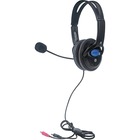 Manhattan Stereo Headset (Promo), Lightweight, adjustable microphone, in-line volume control, padded cloth ear cushions, two 3.5mm jack input plugs, cable 2m, Black, 3 year warranty, Box - Stereo - Mini-phone (3.5mm) - Wired - 32 Ohm - 20 Hz - 20 kHz - Over-the-head - Binaural - Supra-aural - Omni-directional, Condenser Microphone - Black