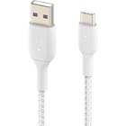 Belkin BoostCharge Braided USB-C to USB-A Cable (2 meter / 6.6 foot, White) - 6.6 ft USB/USB-C Data Transfer Cable - First End: USB Type A - Second End: USB Type C - White - 1