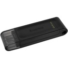 Kingston DataTraveler 70 64GB USB 3.2 (Gen 1) Type C Flash Drive - 64 GB - USB 3.2 (Gen 1) Type C - Black - 5 Year Warranty