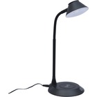 DAC LED Desk Lamp with Wireless Charger - 14" (355.60 mm) Height - 4 W LED Bulb - Glare-free Light, Flicker-free, Qi Wireless Charging, Adjustable Brightness, Flexible - 350 lm Lumens - Desk Mountable - Black - for Desk