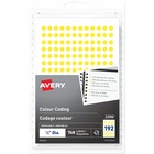 AveryÂ® Removable Colour Coding Labels Handwrite, ¼" - 1/4" Diameter - Removable Adhesive - Round - Yellow - 192 / Sheet - 4 Total Sheets - 768 Total Label(s) - 768 / Pack