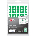 Avery® Removable Colour Coding Labels Handwrite, " - 1/2" Diameter - Removable Adhesive - Round - Green - Paper - 768 / Pack