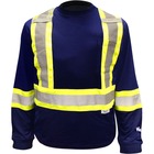 Viking Safety Cotton Lined Long Sleeve Shirt - Recommended for: Outdoor, Warehouse - Breathable, Comfortable, High Visibility, Non-irritating, Reflective, Pocket, Hook & Loop Closure - Large Size - Ultraviolet Protection - Strap Closure - Polyester, Cotton - Blue - 1 Each