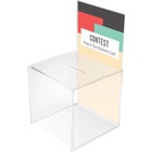 Deflecto 66001 Suggestion/Coin Box with 203mm x 375mm Sign Holder - External Dimensions: 8.4" Width x 15.4" Depth x 8.4" Height - Polymethyl Methacrylate (PMMA) - For Ticket, Form, Business Card, Coin - 1 Each
