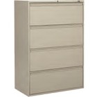 Offices To Go 4 Drawer High Lateral Cabinet - 36" x 19.3" x 52.1" - 4 x Drawer(s) for File - Lateral - Interlocking, Lockable, Leveling Glide - Black - Metal