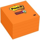 Post-it® Super Sticky Notes, 3 in x 3 in, Neon Orange, 5 Pads/Pack, 90 Sheets/Pad - 3" x 3" - 90 Sheets per Pad - Neon Orange, Orange - Super Sticky, Recyclable - 5 Pad