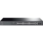 TP-Link 28-Port Gigabit Easy Smart Switch with 24-Port PoE+ - 28 Ports - Manageable - 2 Layer Supported - Modular - 2 SFP Slots - 27 W Power Consumption - 250 W PoE Budget - Optical Fiber, Twisted Pair - PoE Ports - 1U High - Rack-mountable, Desktop - Lifetime Limited Warranty