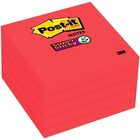 Post-it® Super Sticky Notes, Red 76x76mm - 2.99" x 2.99" - Square - 5 Sheets per Pad - Red - Super Sticky, Adhesive, Recyclable, Reusable - 5 / Pack