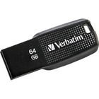 Verbatim 64GB Ergo USB Flash Drive - Black - 64 GB - USB 2.0 - Black - Lifetime Warranty