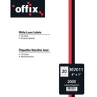 Offix Multipurpose Label - Permanent Adhesive - Rectangle - Laser, Inkjet - White - 2000 / Box